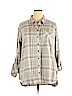Lane Bryant 100% Rayon Gray Long Sleeve Button-Down Shirt Size 18 - 20 Plus - photo 1