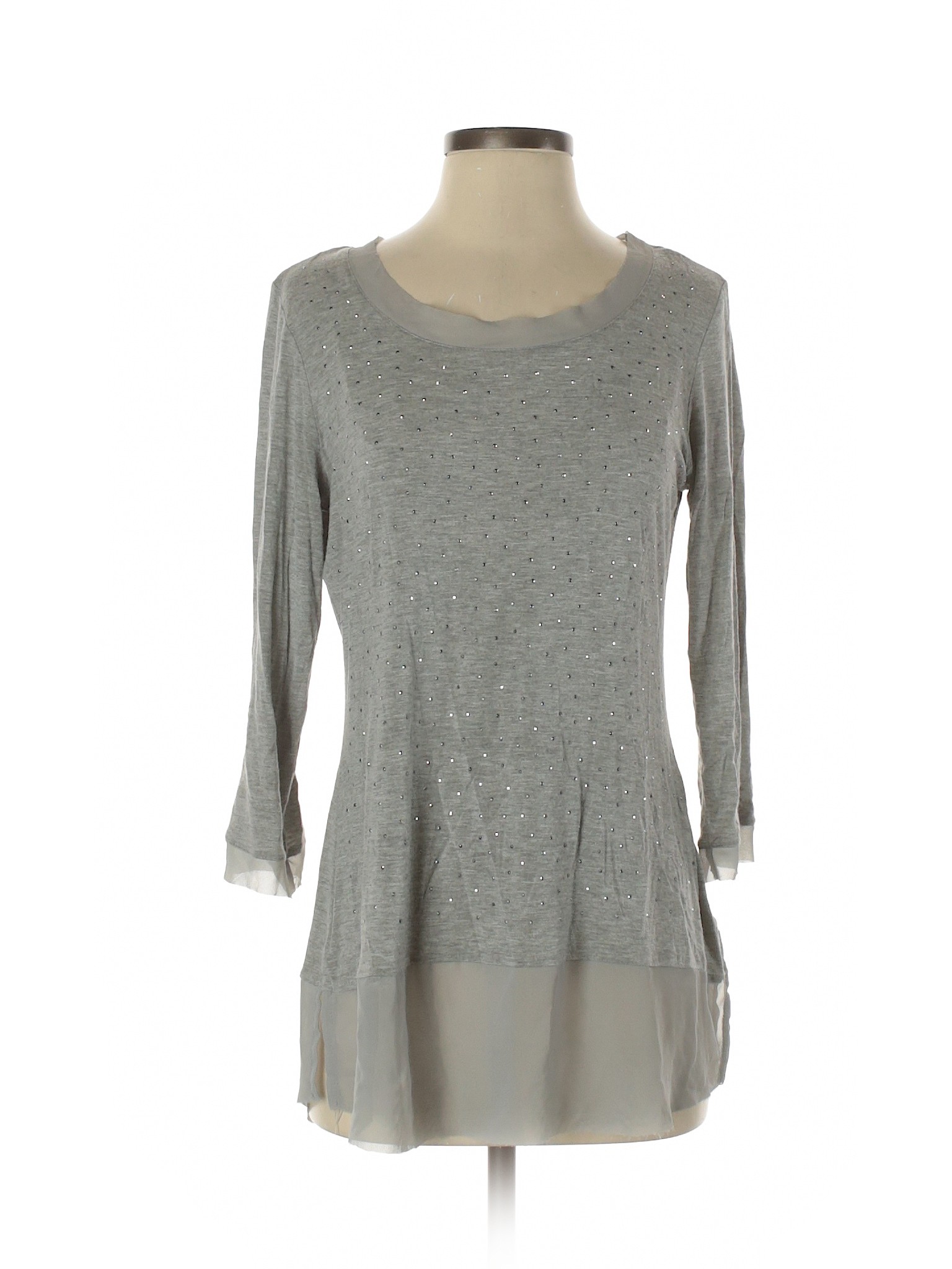 Belldini Women Gray 3/4 Sleeve Top S | eBay