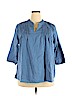 Lane Bryant 100% Cotton Blue 3/4 Sleeve Top Size 18 - 20 Plus - photo 1