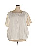 Purejill 100% Linen Tan Short Sleeve Blouse Size 2X - photo 1