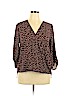 West Kei 100% Polyester Brown 3/4 Sleeve Blouse Size XL - photo 1