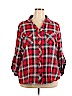 Cato 100% Cotton Red Long Sleeve Button-Down Shirt Size 22 - 24 - photo 1