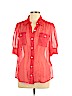 DKNY 100% Silk Red Short Sleeve Silk Top Size 12 - photo 1