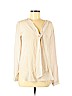 Pomandere 100% Silk Tan Long Sleeve Silk Top Size 40 - photo 1