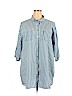 Robert Louis Blue 3/4 Sleeve Button-Down Shirt Size 3X - photo 1