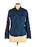 H&M 100% Cotton Blue Long Sleeve Button-Down Shirt Size 14 - photo 1