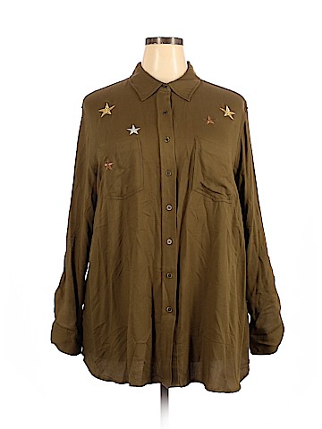 Lane Bryant Outlet Long Sleeve Button-Down Shirt (view 1)