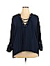 Dna Couture 100% Polyester Blue Long Sleeve Blouse Size 2X - photo 1