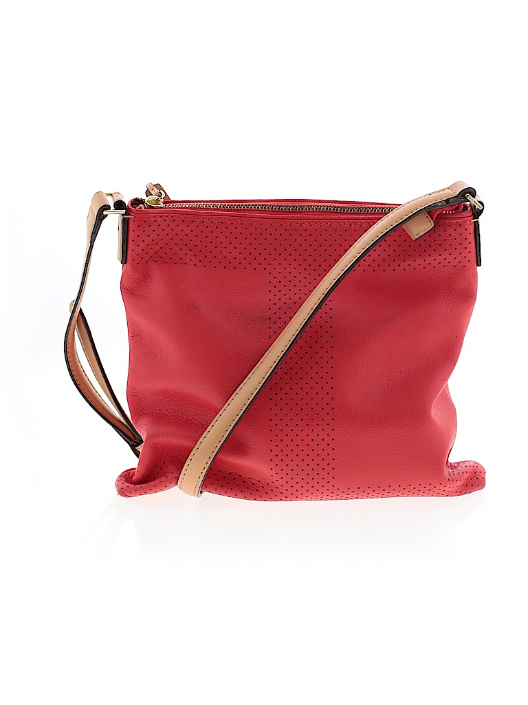 Isaac Mizrahi New York 100% Leather Color Block Polka Dots Solid Red ...