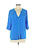 Bebe 100% Polyester Blue 3/4 Sleeve Button-Down Shirt Size S (petite) - photo 1