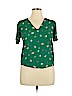 Lush 100% Polyester Green Short Sleeve Blouse Size M - photo 1