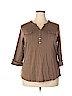 Karen Scott 100% Cotton Tan 3/4 Sleeve Top Size 2X - photo 1