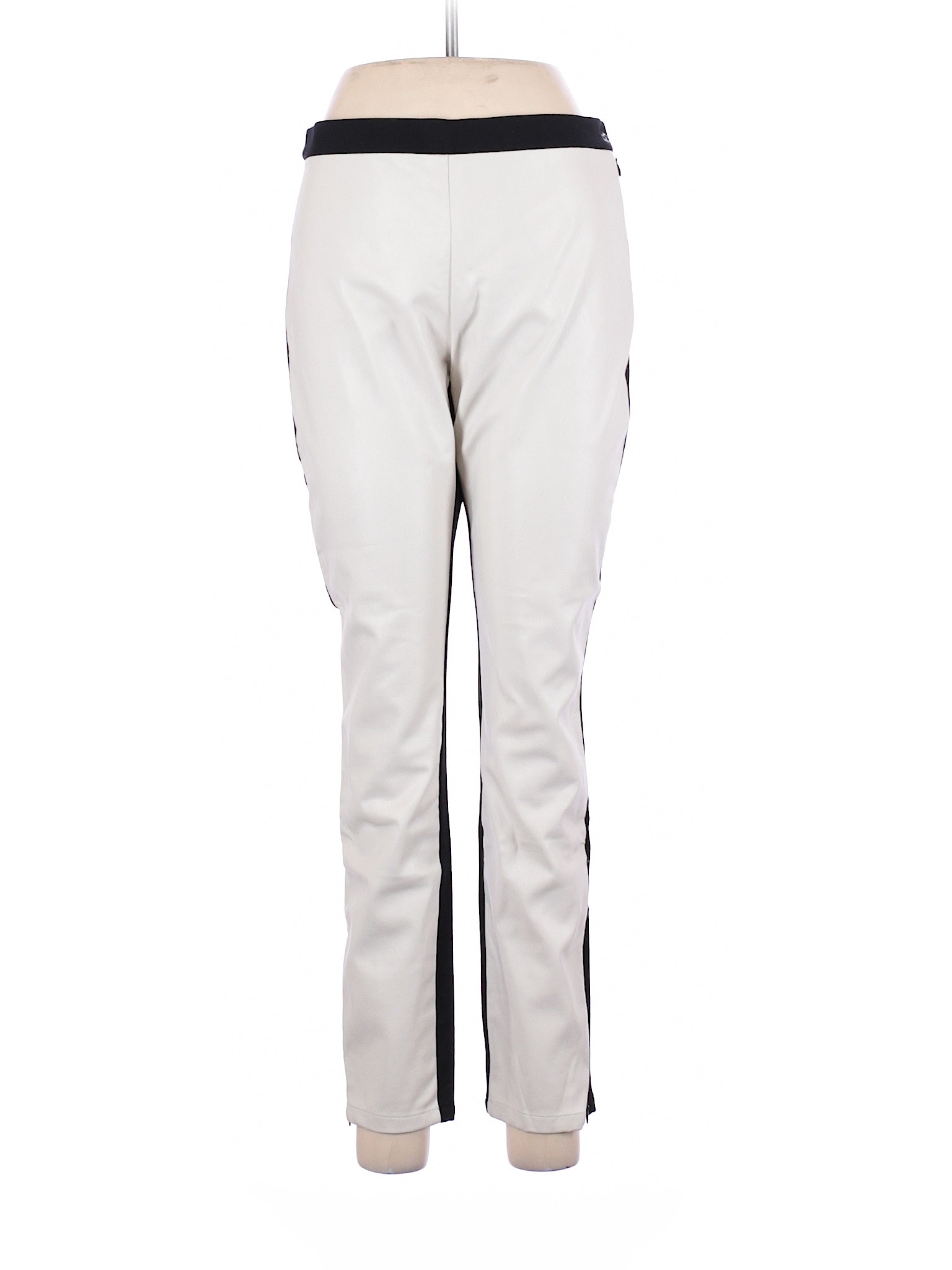 white faux leather pants