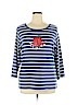 Karen Scott 100% Cotton Blue 3/4 Sleeve T-Shirt Size 1X - photo 1