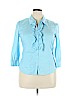 Willi Smith Blue 3/4 Sleeve Blouse Size XL - photo 1