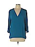 Express 100% Polyester Blue 3/4 Sleeve Blouse Size L - photo 1