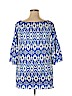 Unbranded 100% Polyester Blue 3/4 Sleeve Top Size 2X - photo 2