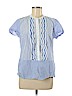 Karl Lagerfeld 100% Cotton Blue Short Sleeve Button-Down Shirt Size M - photo 1