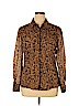 Dana Buchman Brown Long Sleeve Button-Down Shirt Size 14 - photo 1