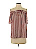 H&M 100% Polyester Burgundy Short Sleeve Blouse Size 4 - photo 1