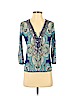 INC International Concepts 100% Nylon Blue 3/4 Sleeve Top Size S (petite) - photo 1