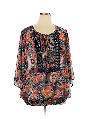 Black Rainn 3/4 Sleeve Blouse (view 1)