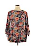 Black Rainn 100% Polyester Orange 3/4 Sleeve Blouse Size 2X - photo 2