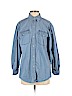 Zara 100% Cotton Blue Long Sleeve Button-Down Shirt Size XS - photo 1