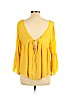 Forever 21 100% Polyester Yellow Long Sleeve Blouse Size L - photo 2