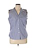 Jones New York Signature 100% Cotton Blue Sleeveless Button-Down Shirt Size XL - photo 1