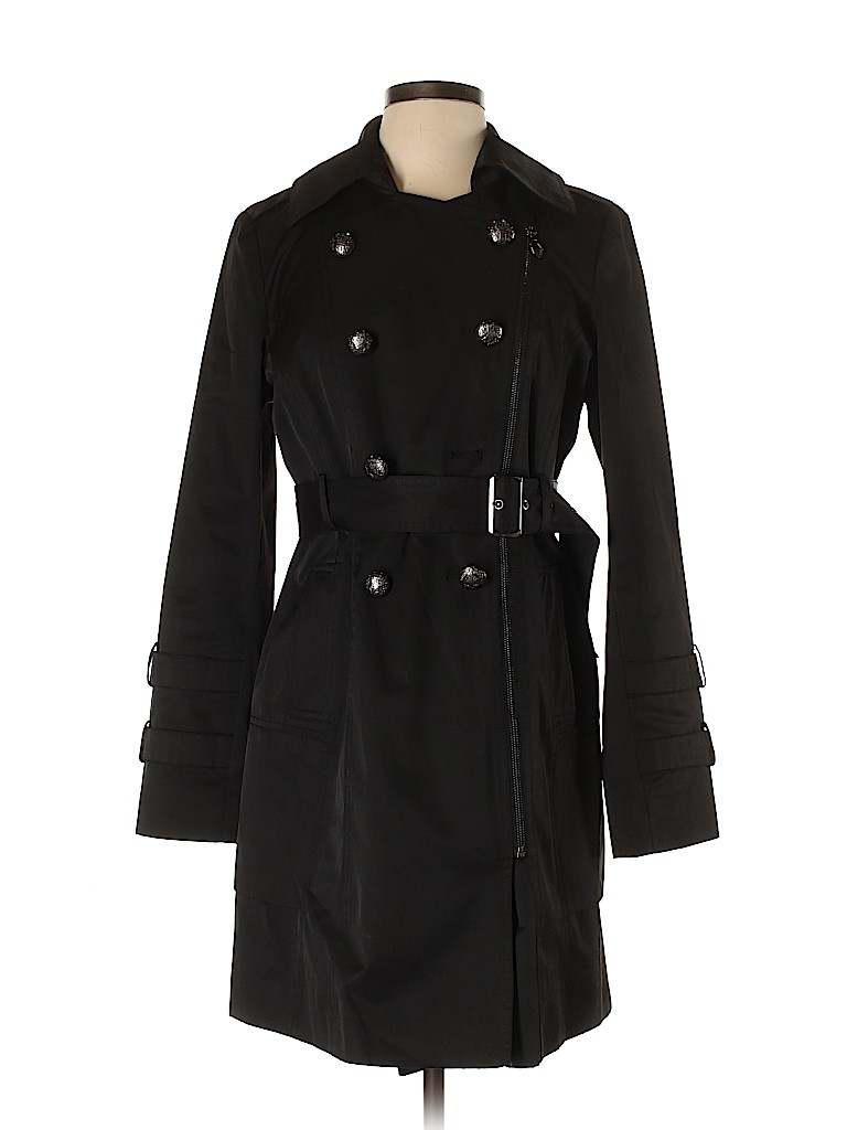 Guess Solid Black Trenchcoat Size L - 74% off | thredUP