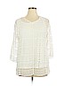 Cj Banks 100% Cotton Ivory 3/4 Sleeve Top Size 1X - photo 1