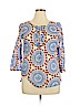 Calypso St. Barth Blue 3/4 Sleeve Blouse Size L - photo 1
