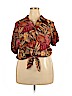 Michele Leslie of California 100% Rayon Tan Short Sleeve Button-Down Shirt Size 2X - photo 1