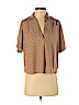 Lush 100% Polyester Tan Short Sleeve Blouse Size S - photo 1