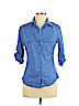 James Perse Blue 3/4 Sleeve Button-Down Shirt Size Lg (3) - photo 1