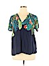 Old Navy 100% Rayon Blue Short Sleeve Blouse Size XL - photo 1
