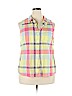 Faded Glory Plus 100% Cotton Pink Sleeveless Button-Down Shirt Size XXL - photo 1