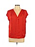 H&M 100% Polyester Orange Short Sleeve Blouse Size 12 - photo 1