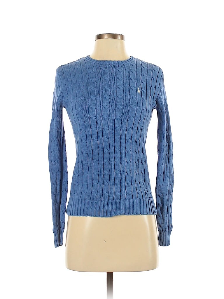 Ralph Lauren 100% Cotton Solid Blue Pullover Sweater Size S - 85% off ...