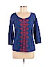 Lucky Brand 100% Cotton Blue 3/4 Sleeve Top Size M - photo 1