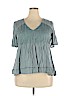 Pink Rose 100% Rayon Blue Short Sleeve Top Size XXL - photo 1