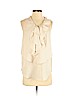 Ali Ro 100% Silk Tan Short Sleeve Silk Top Size 2 - photo 1