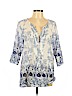 Soft Surroundings 100% Cotton Blue 3/4 Sleeve Blouse Size L (petite) - photo 1
