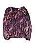 The Children's Place 100% Polyester Print Purple Long Sleeve Blouse Size 7 - 8 - photo 1