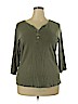 Karen Scott 100% Cotton Green 3/4 Sleeve Henley Size 2X - photo 1