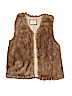 Zara 100% Polyester Brown Faux Fur Vest Size 13 - 14 - photo 1