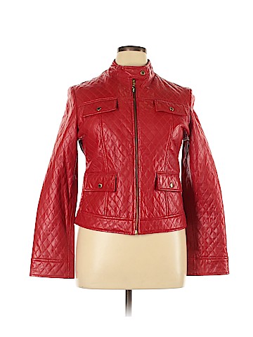 Prune Faux Leather Jacket (view 1)