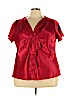 Lane Bryant Outlet 100% Polyester Red Short Sleeve Blouse Size 26 - photo 1
