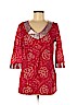 Calypso St. Barth 100% Cotton Red 3/4 Sleeve Blouse Size M - photo 1